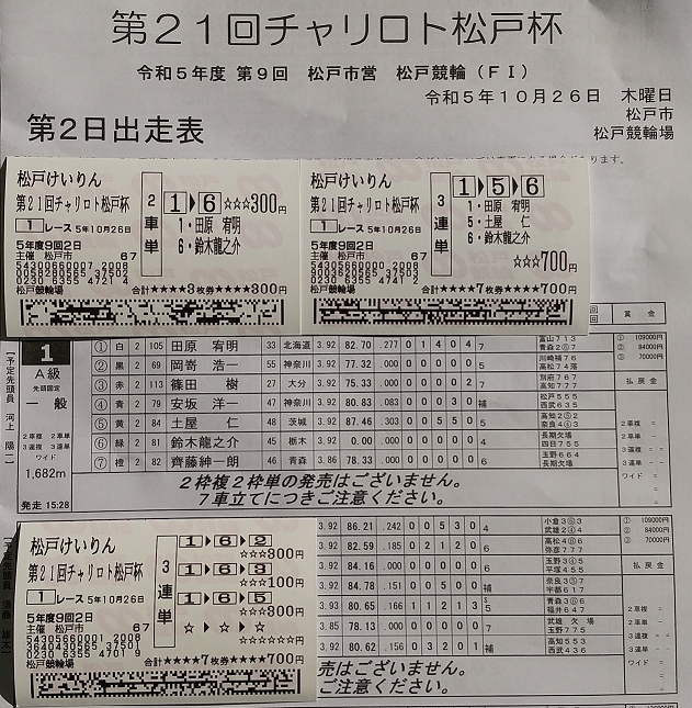 松戸1R車券